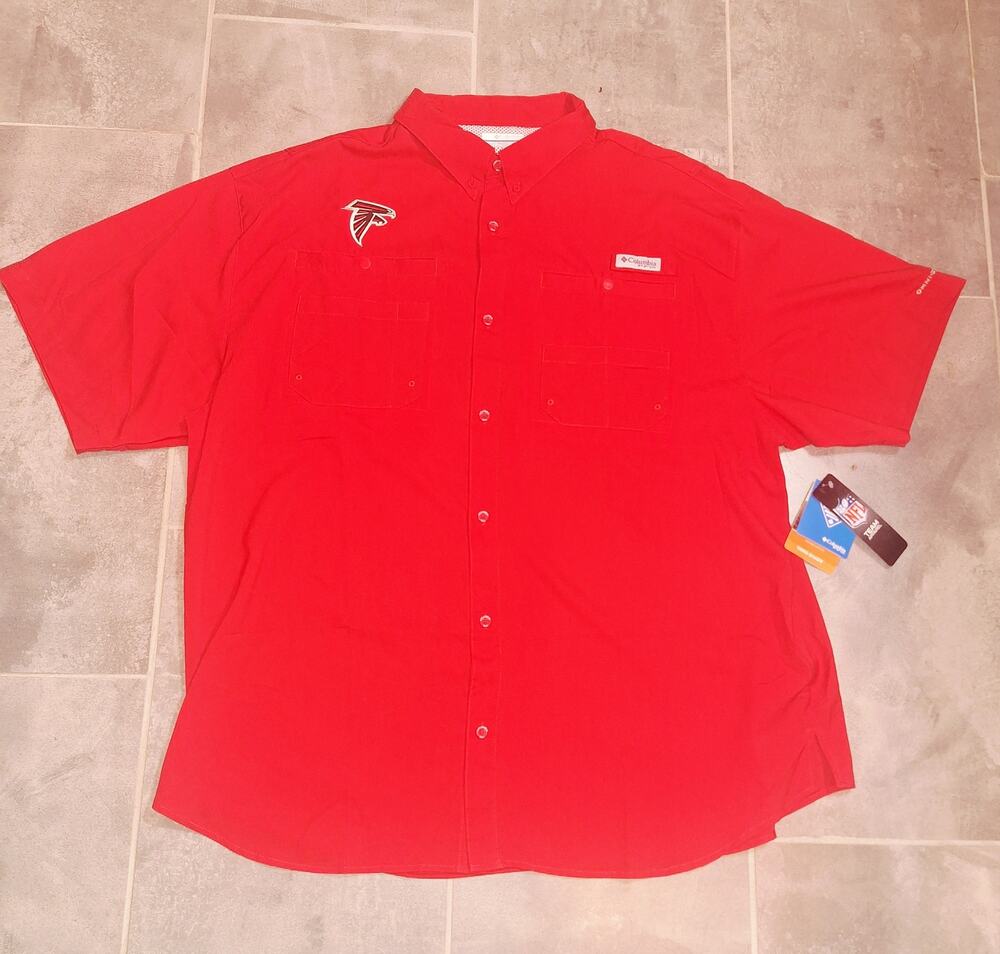 Atlanta Falcons Columbia Shirt PFG Tamiami Omni-Shade Button-Down  Big 2XL New